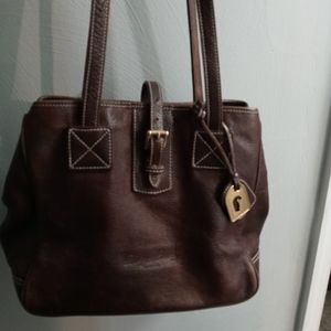 Brown leather handbag